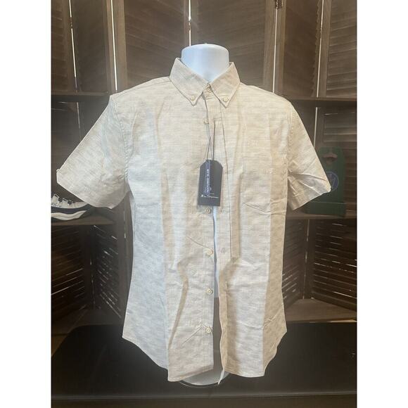 Ben Sherman Shirt Short Sleeve Button Down Mens Size Small Stretch $89.00 NWT - Picture 1 of 4